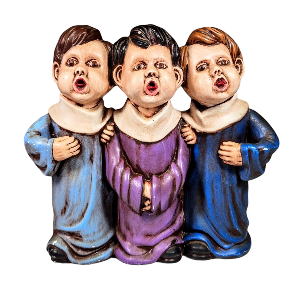 Vintage Arnels Singing Christmas Choir Boys Hand Painted Retro Figurine